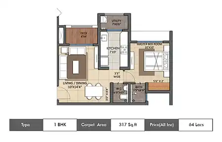 1 BHK-317 Sq.ft.